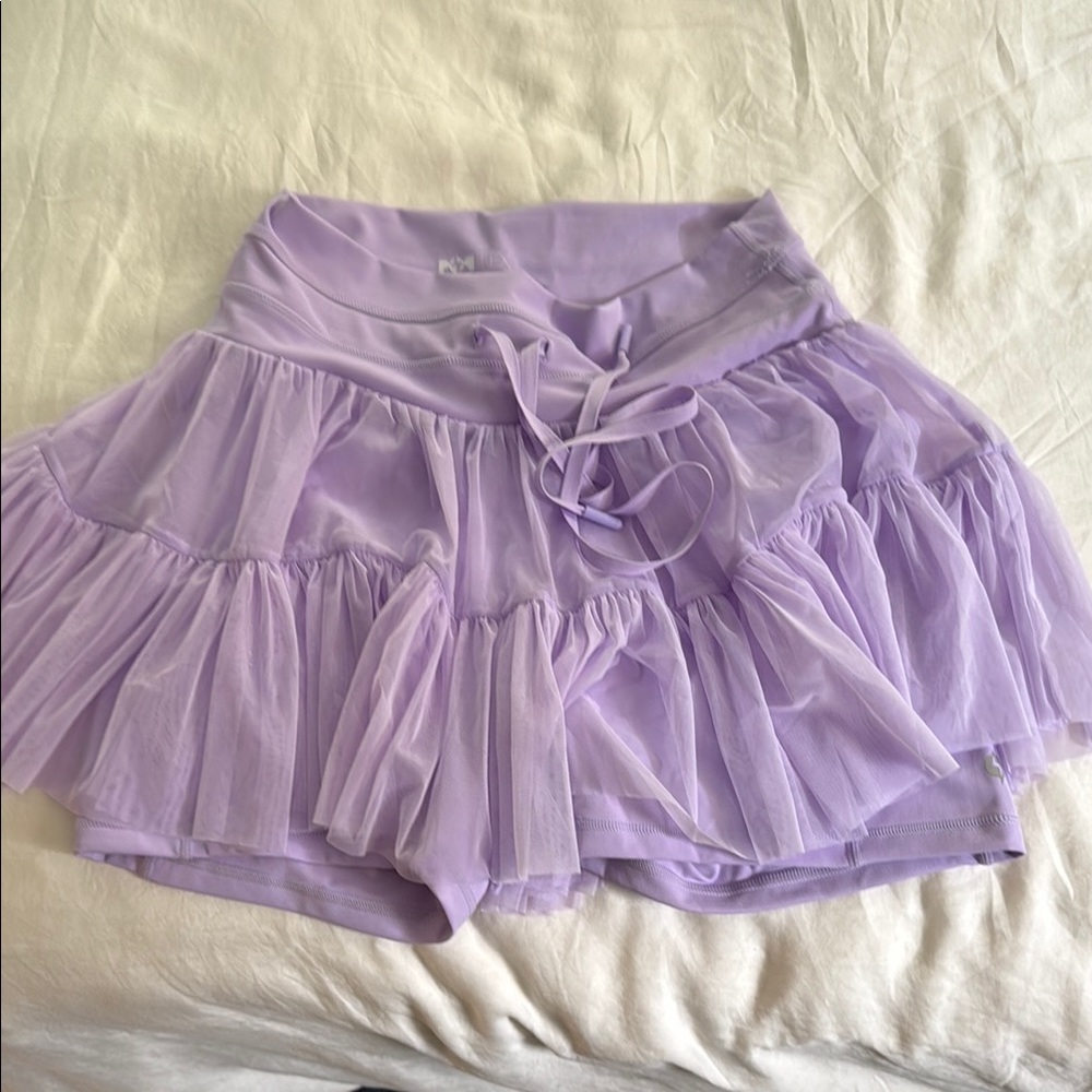 POPFLEX Purple Bubble Mini Skirt with Ruffled Tie Front